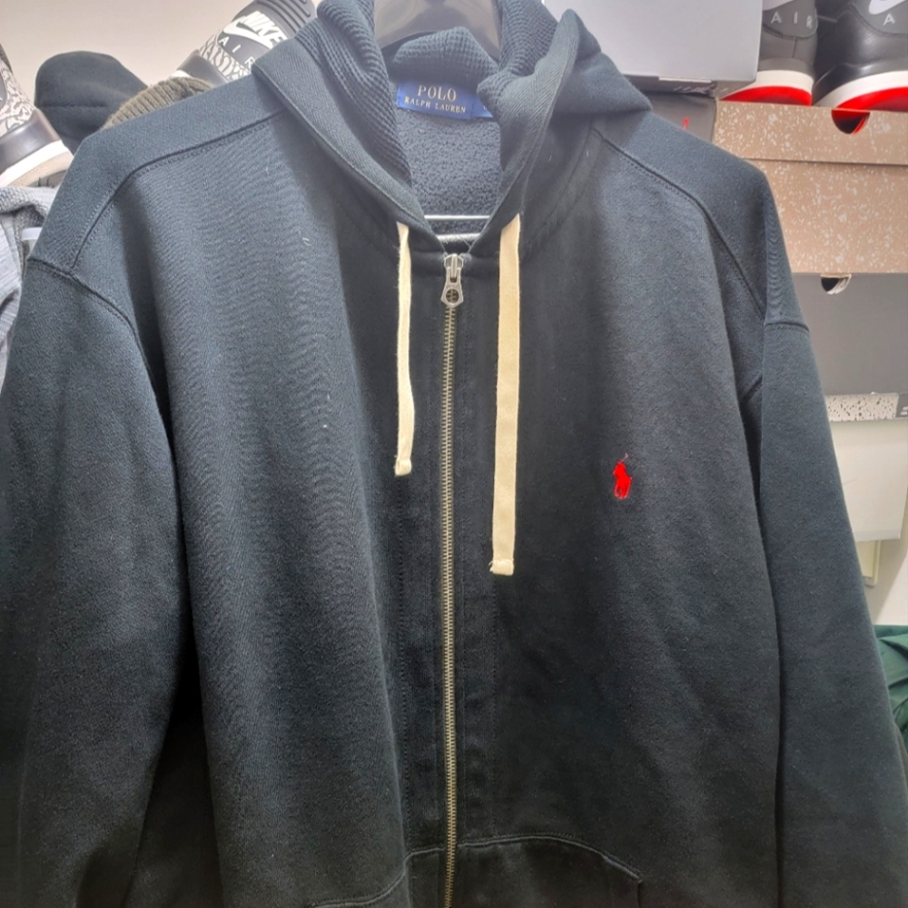 !!! Like New Mens Polo Ralph Lauren Black Hoodie Full Zip. Size 2XLT !!!